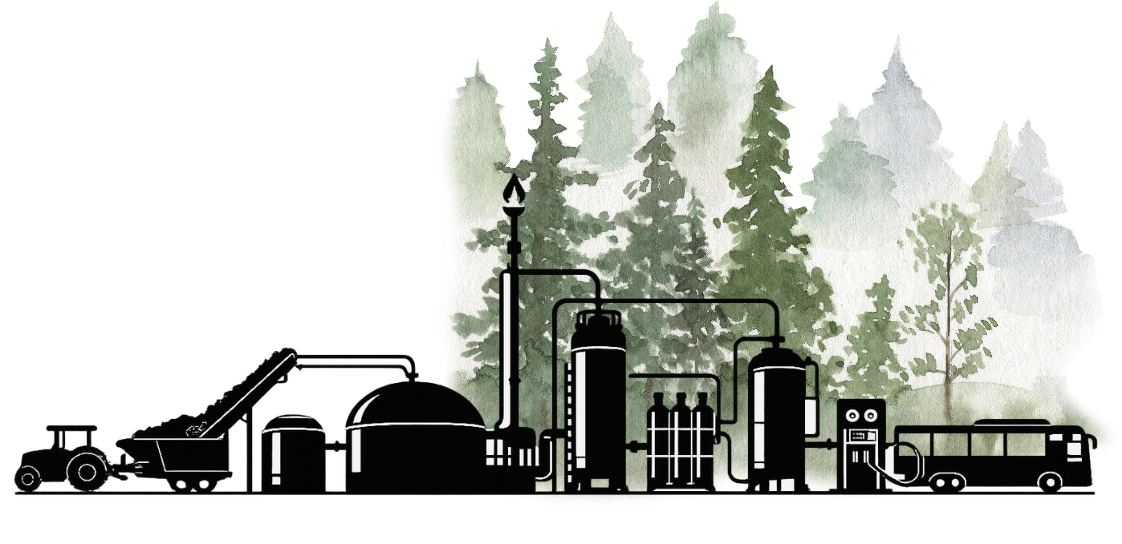 CBG plant and farmland illustration